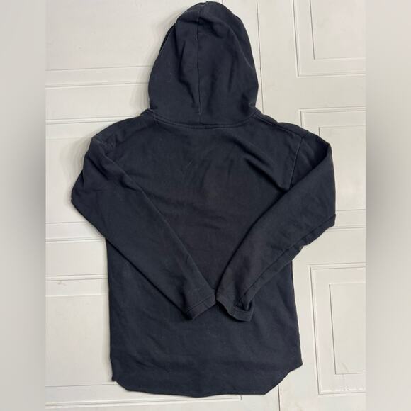 Victoria's Secret PINK Black White Deep Cut V Neck Long Hoodie Sweatshirt Sz M - Picture 5 of 5